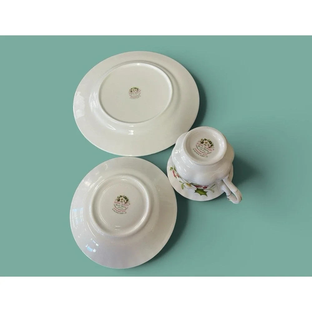 Royal Albert Birthday Breakfast Teacup Saucer Plate December Christmas England
